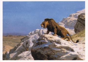 岩の上のライオン ジャン・レオン・ジェローム Oil Paintings